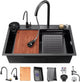 Kitchen Sink Stainless Steel W Pulldown Faucet Black 29