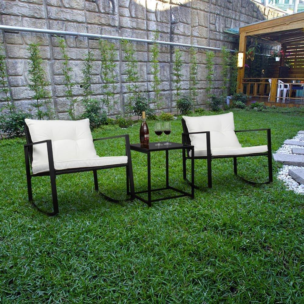 Outdoor Wicker Rocking Chair Set Of 3