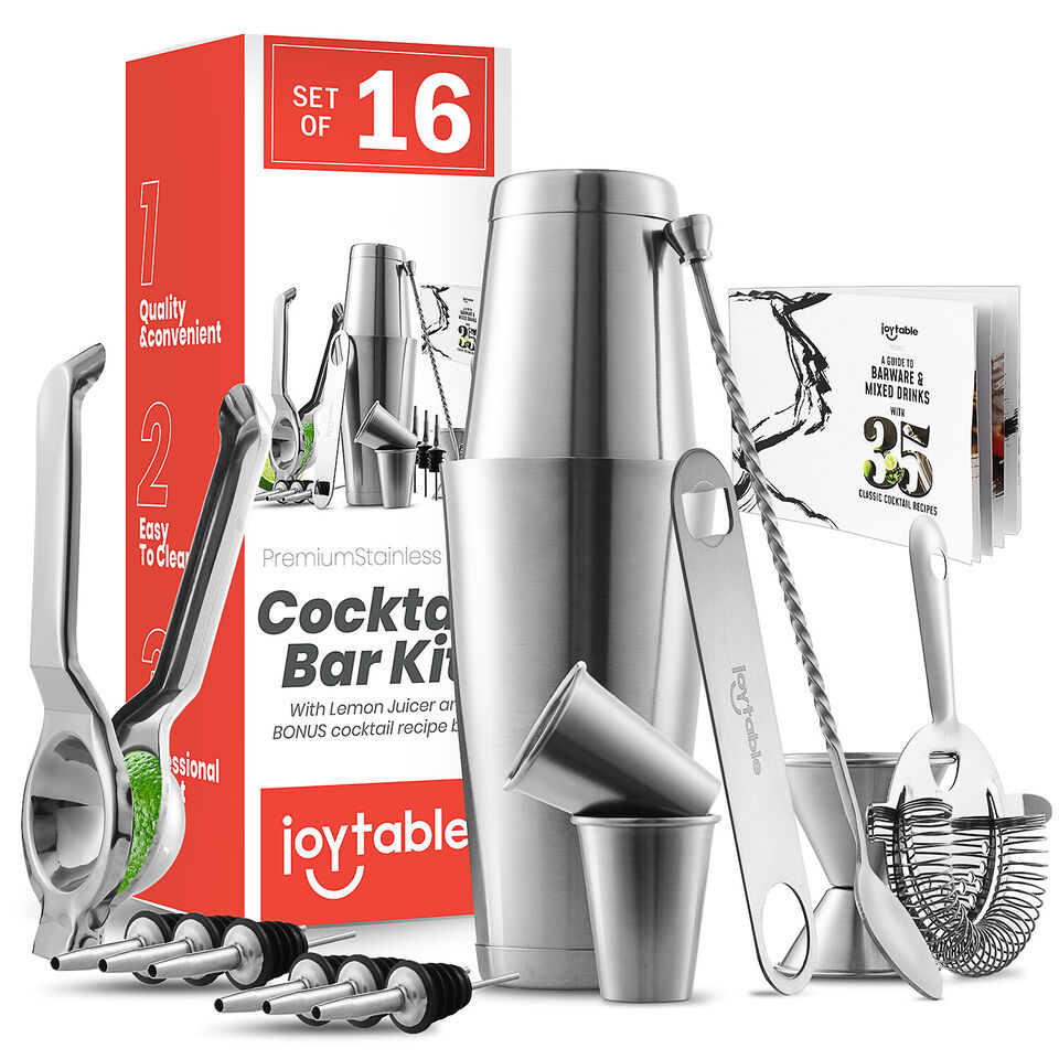 16 PC Bartender Kit Complete Cocktail Shaker Bar Tools