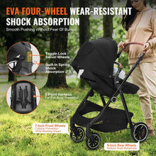 Load image into Gallery viewer, Convertible Baby Infant Stroller Foldable Pushchair with Bassinet Black
