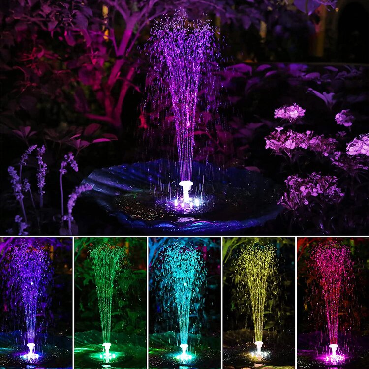 3.5W Solar Fountain Pump with 6 Fountain Water Styles And LED Lights
