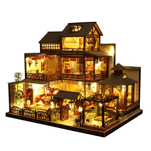 Large Realistic Wooden Doll House With LED Lights – Until Times Up