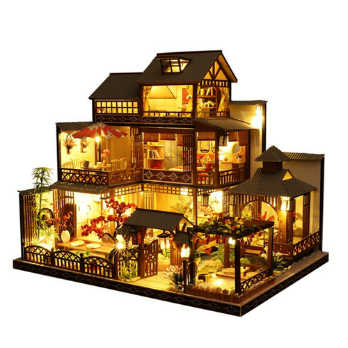 Large Realistic Wooden Doll House With LED Lights