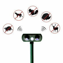 Load image into Gallery viewer, Solar Power Ultrasonic Animal Pest Repeller Infrared Sensor Waterproof Animal Deterrent
