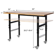 Load image into Gallery viewer, Portable Adjustable Woodworking Garage Mobile Workbench Table
