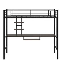 Load image into Gallery viewer, Large Twin Adult Metal Loft Bed Frame With Storage And Desk
