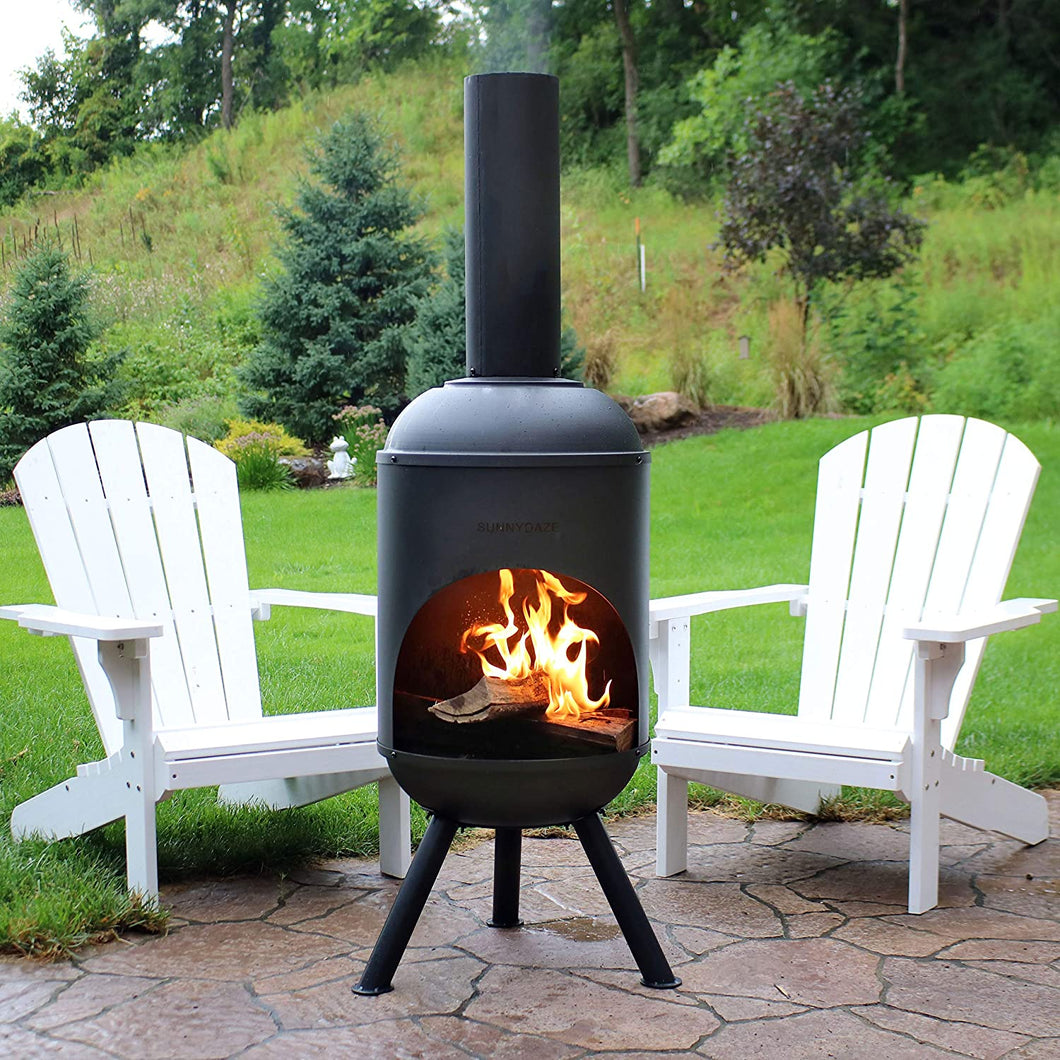 Premium Steel Outdoor Garden Patio Wood Burning Chiminea Fireplace Pit 5FT