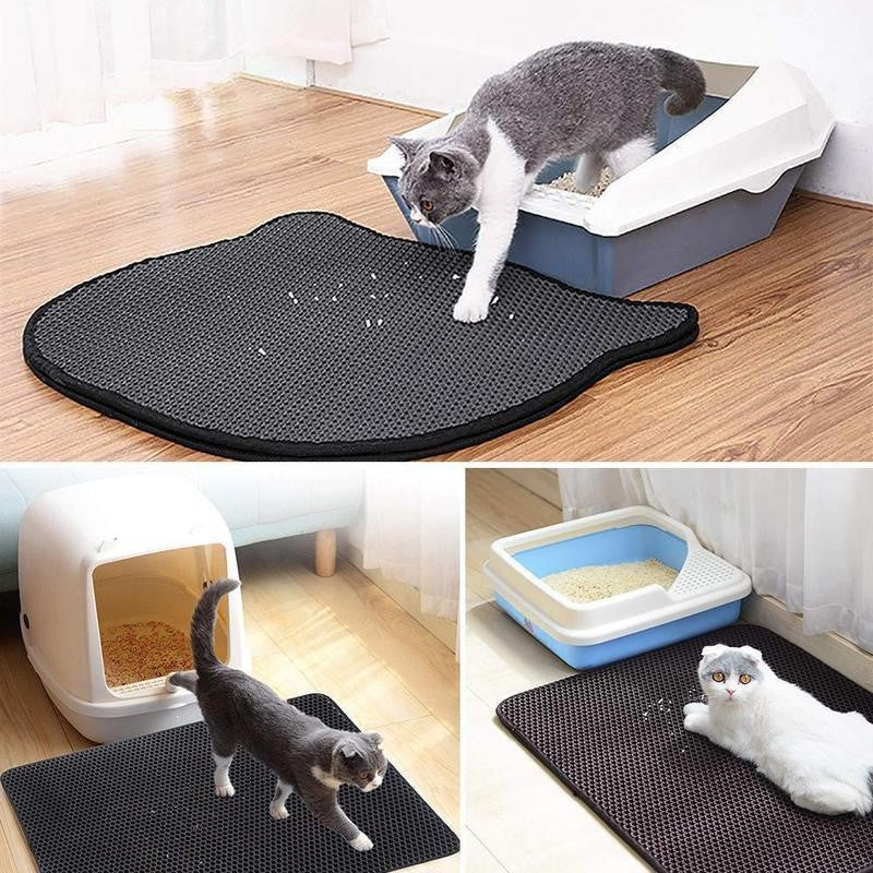 Soft surface Non-slip two-layer & waterproof cat litter mat