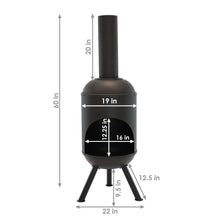 Load image into Gallery viewer, Premium Steel Outdoor Garden Patio Wood Burning Chiminea Fireplace Pit 5FT
