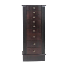 Load image into Gallery viewer, Large Mirrored Wooden Standing Jewelry Holder Armoire Organizer Cabinet
