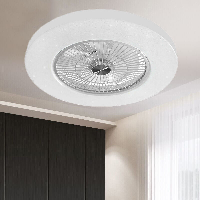 Modern Home Living Room Led Flush Mount Ceiling Fan Light