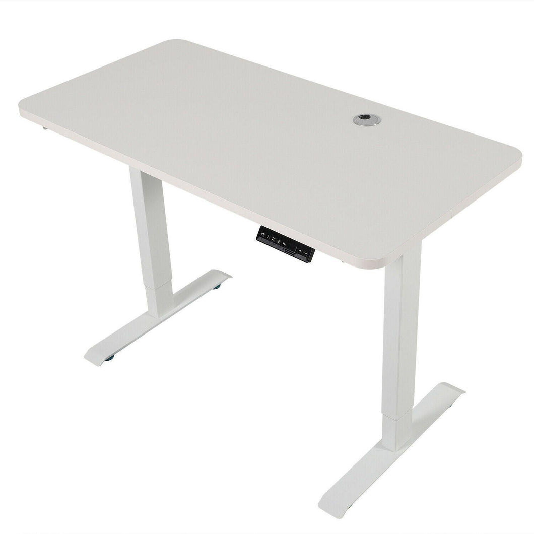 White FlexiDesk Electric Standing Desk Adjustable Height w/ Memory Store Control - Until Times Up
