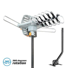 Load image into Gallery viewer, 250 Miles Outdoor Digital Amplified HDTV Antenna, Motorized 360° Rotation W/ Pole
