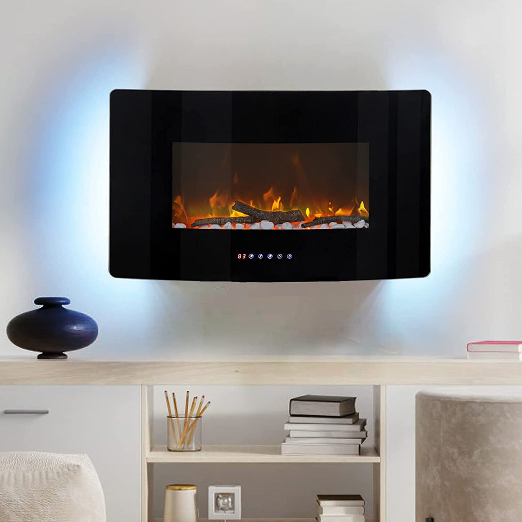 Wall Mounted / Freestanding Electric LED Realistic Flame Fireplace Space Heater