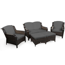 Load image into Gallery viewer, 5 Pieces Patio Furniture Set Outdoor Rattan Conversation Sofa Set W/ Cushions
