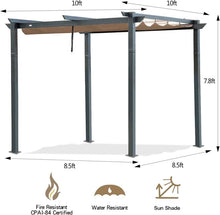 Load image into Gallery viewer, 10’ X 10’ Outdoor Retractable Pergola with Weather-Resistant Canopy Aluminum
