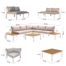 Load image into Gallery viewer, Aluminum Outdoor Patio Furniture Set L-Shaped Sectional Sofa w/ Cushions Table
