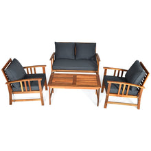 Load image into Gallery viewer, 4 Pieces Wooden Patio Furniture Set Table Sofa Chair Cushioned Garden Outdoor
