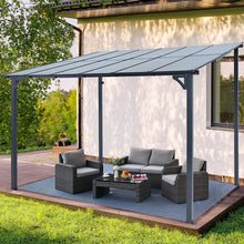 Load image into Gallery viewer, Patio Metal Pergola Gazebo Wall-Mounted Shelter Rectangle W/ Hard Top
