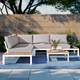Aluminum Outdoor Patio Furniture Set L-Shaped Sectional Sofa w/ Cushions Table
