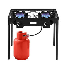 Load image into Gallery viewer, Double 2 Burner Gas Propane Cooker Outdoor Camping Picnic Stove Stand BBQ
